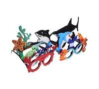 Ipetboom 6pcs Ocean Animal Glasses for Underwater Theme Party Supplies Reusable Cartoon Style Eyewear Featuring Shark Turtle Crab Designs for Birthday Costume Beach Events