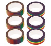 Ipetboom 6pcs Rainbow Washi Tape Set for DIY Scrapbooking and Journaling Decorative Masking Tape with Horizontal and Vertical Strips Colorful Craft for Arts and Crafts Projects