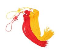 Ipetboom 6pcs Red and Golden Chinese Knot Tassel Pendant for Lunar New Year Accessories, Handmade Polyester Elongated Tassel Decoration for Musical Instruments and Hanfu, Enhancing Visual