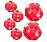 Ipetboom 6pcs Red Apple Shaped Candy Boxes Festive Refillable Cookie Jars Wedding Favor Holders for Birthdays Seasonal Parties and Back to School Sweets Storage