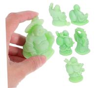Ipetboom 6pcs Resin Laughing Buddha Figurines Feng Shui Wealth Prosperity Sculpture Mini Chinese Buddha Statues for Home Office Desk Zen Decoration and Harmony
