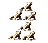 Ipetboom 6pcs Solid Brass Frog Ornament Realistic Tea Pet Sculpture for Tea Table Office Desk Home Decor Animal Figurine Pot Decoration