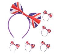 Ipetboom 6pcs Union Jack Bow Headband British Hair Bow Satin Comfortable Material Stylish Versatile Styling Hair Accessories for Football Matches and Parties