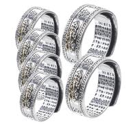 Ipetboom 6pcs Vintage Tibetan Buddhist Finger Rings Mens Open Band Jewelry with Scripture Design Lucky Fashion Accessories for Male Finger Jewelry Gift