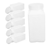 Ipetboom 6pcs White Hdpe Plastic Lab Reagent Bottles with Wide Mouth Square Design for Chemical Liquid Storage Sealed Containers for Safe Laboratory Use and Efficient Space Saving