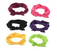 Ipetboom 6pcs Wide Elastic Headbands for Women Sweat Absorbing Non Slip Hairbands with Knotted Bunny Ear Bow Stretchy Workout Head Wraps for Running Yoga Fitness Hair Accessories