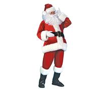 Ipetboom 7Pcs Funny Santa Claus Costume Unisex Christmas Festival Outfit with Hat Beard Top Pants Belt Gloves Boot Covers for Xmas Party Celebration