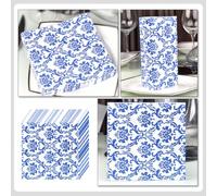 Ipetboom 80 Sheets Blue and White Porcelain Printed Napkins Decorative Party Paper Napkins for Hotel Desktop Dinner Banquet with Smooth Surface for Holiday Celebrations