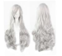 Ipetboom 80cm Long Synthetic Fiber Wavy Wig for Women Girls Pastel Curly Wig for Cosplay Party