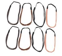 Ipetboom 8pcs Braided Headbands for Women Elastic Twisted Hair Accessories Black Dark Brown Brown Gold Non-slip Decorative Hair Ties for Everyday Use