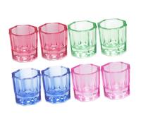 Ipetboom 8pcs Colorful Crystal Nail Manicure Cups Multi-function Glass Dappen Dishes for Nail Technician Decorative Mixing Cups for Polish Display Random Color