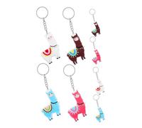 Ipetboom 8pcs Cute Cartoon Alpaca Keychain Soft PVC Pendant Charms for Backpack Hanging Decorations Blue Pink White Key Rings Holiday Party Favors and Accessories