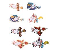 Ipetboom 8pcs Cute Cartoon Bunny Enamel Pins Animal Brooch Lightweight Lapel Pins for Backpack Jacket Decoration Gift for Rabbit Lovers