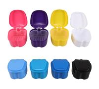 Ipetboom 8pcs Denture Bath Box Set with Strainer Filter, Fruit-Shaped Portable Denture Soaking Holder for Travel, Multi-Color False Teeth Storage Container and Mouth Guard Cleaning Case