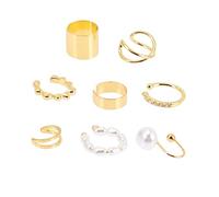 Ipetboom 8pcs Ear Cuff and Clip Earrings Set Multi Styles Ear Clips Nose Jewelry for Women Easy to Wear No Piercing for Parties Festivals and Everyday Use