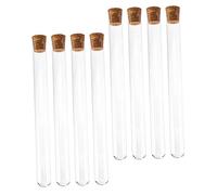 Ipetboom 8Pcs Glass Test Tubes with Wood Cork Stoppers Round Bottom Chemistry Experiment Equipment Portable and Sealed Storage Tubes for Laboratory Research Craft and Educational Use