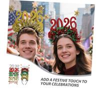 Ipetboom 8Pcs Glitter Headband Glasses Year Photo Props Lightweight Comfortable Fit Party Accessories for Festive Celebrations and Year End Events