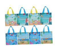 Ipetboom 8pcs Hawaiian Themed Non Woven Bags with Handles Tropical Party Treat Bags for Lightweight and Portable for Candy Snacks and DIY for Luau Celebrations and Festivals Reusable Design