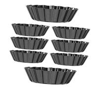 Ipetboom 8pcs Mini Tart Pans with Removable Base Carbon Steel Egg Tart Molds Resistant to High Temperature Cake Pans for Afternoon Tea and Desserts