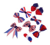 Ipetboom 8pcs Patriotic Hair Clips Set Red White Blue Bow Snap Clips American Flag Hair Accessories for Independence Day Memorial Day Holiday Party