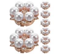 Ipetboom 8pcs Rhinestone Pearl Flower Shirt Button Covers Set - Detachable Cufflink Clips for Men and Women Dress Shirts - No Sew Decorative Sleeve Buttons for Formal Wear