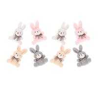 Ipetboom 8pcs Soft Plush Rabbit Keychains Bunny Charm Key Pendant Set with Bow Tie Sitting Pose in Pink White Grey Brown for Bag Pendant Decoration and Purse Charm