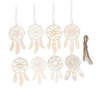 Ipetboom 8pcs Wooden Dreamcatcher Pendant Multi-functional Craft Blank Decor for Wall Office Delicate Tassel Indoor Home Hanging Adorn