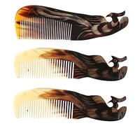 Ipetboom 9pcs Gua Sha Scalp Comb Neck Massage Reflexology Hair Comb Natural Ox Horn No Burr No Static Hair Care Tool Random Color