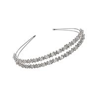 Ipetboom Adjustable Bridal Headband Silver Prom Hair Accessory for Women Rhinestone Headband for Wedding Guest