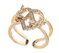 Ipetboom Adjustable Initial Letter Rings for Women Stackable Heart-shaped Copper Rings with Smooth Finish Elegant Open Design for Daily Wear and gift for for for for for for Giving Birthdays and