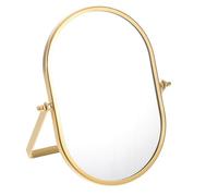 Ipetboom Adjustable Rotation Oval Vanity Desk Table Mirror with Golden Metal Frame Folding Freestanding Makeup Mirror for Bedroom Bathroom Living Tabletop Decor Clear Reflection