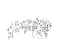 Ipetboom Alloy Leaf Diamond Hair Comb for Bridal Headdress Silver Wedding Hair Accessories for Women Elegant Crystal Hairpin for Special Occasions