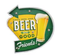 Ipetboom American Retro Iron Art Beer Light Sign Vintage Wall Decor for Bar Home Pub Cottagecore Style Creative Advertising Fixture
