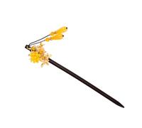 Ipetboom Ancient Customs Handmade Hairpin Antiquity Hair Fork for Hanfu Yellow Vintage Hair Chopstick Delicate Flower Design for Women’s Classical Styling