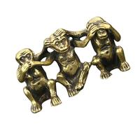 Ipetboom Antique Brass Monkey Ornament Sculpture Pure Copper Three Wise Monkeys Figurine Retro Desktop Decoration for Office and Home Handcrafted Vintage Brass Art Gift