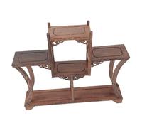 Ipetboom Antique Wooden Curio Stand Display Rack for Jade Crafts and Tea Cups, Coffee Colour Vintage Display Stands Simple and Generous Chinese Style for Home Décor