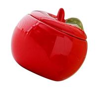 Ipetboom Apple Shaped Ceramic Canister with Lid Airtight Sealed Storage Jar for Tea Leaves Coffee Powder Dry Food Portable Multi Use Container for Kitchen and Travel Red Decorative Desktop