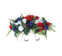 Ipetboom Artificial Cemetery Flowers Saddle for Grave Memorials Realistic Roses Headstone Decorations Lightweight Outdoor Floral Tribute for Funeral and Remembrance Ceremonies
