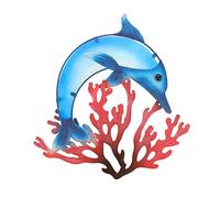 Ipetboom Artistic Dolphin Wall Hanging Metal Ornament Vivid Animal Decor for Indoor Bedroom Modern Farmhouse European Style Home Wall Art