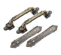 Ipetboom Barn Door Handle 2PCS Vintage Alloy Sliding Door Handles Dual-Side Design for Mobile Home Garage Closet Easy Surface Mount Installation in Antique Bronze