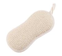 Ipetboom Bath Shower Exfoliating Sponge, 8-Shaped Dot Bath Sponge with Hanging Strap, Beige Polyester Cotton Scrubber for Body Wash Deep Cleaning Pad, Flat, 20x9.5cm