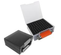 Ipetboom Battery Organizer Storage Box with Sturdy Handle and Secure Latch Closure Plastic Protective Battery Box Portable Storage Container for Office and Property Management