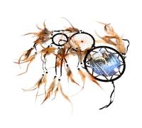 Ipetboom Beige Wolf Dreamcatcher Pendant Hanging Ornament Home Wind Chime Decoration for Garden Patio Office with Mysterious Style and Handmade Craftsmanship