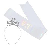 Ipetboom Birthday Crown Headband Rhinestone Crown Headpiece Lightweight Sturdy Fabric Delicate Design for Teens Girl Women Celebrations Birthday Party with Sash