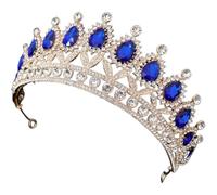 Ipetboom Birthday Headband Accessory Tiara Headdress Crown-shaped 7.5inch Shining Hair Decoration for Women Party with Pin Ribbon
