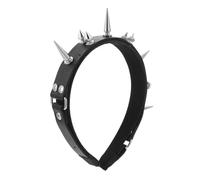 Ipetboom Black Gothic Spiked Headband for Women Punk Studded Crown Tiara with Steampunk Metal Rivets Baroque Style Hair Band for Costume Parties Festivals Halloween Cosplay Accessories