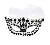 Ipetboom Black Rhinestone Half Face Dancing Party Mask for Halloween Masquerade Cosplay Durable Festival Accessory for Birthday Carnival and Stage Performances