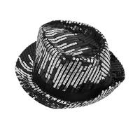 Ipetboom Black Sequin Fedora Party Hat for Men and Women Lightweight Jazz Top Hat with Sparkling Sequins Festive Cowboy Style for Year Celebrations and Disco Parties Easy to Clean and Store