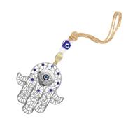 Ipetboom Blue Evil Eye Hamsa Hand Hanging Ornament Metal Pendant Car Rearview Mirror Decor Protection Charm for Vehicle Interior