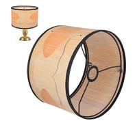 Ipetboom Bohemian Style Printed Mustard Bamboo Lampshade, Irregular Round Hanging Light Cover for Ceiling Lamp, Decorative Woven Lampshade for Home and Living Room